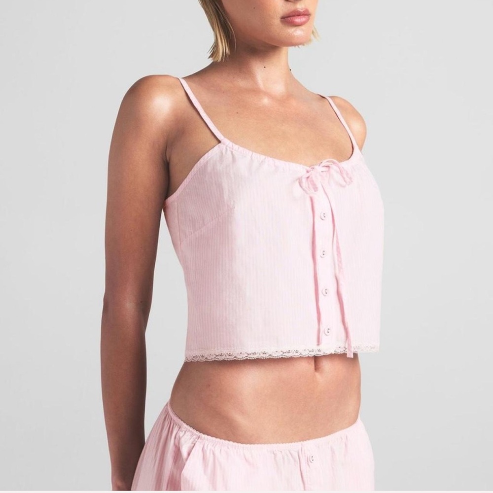 Skims Cotton Poplin Sleep Cami - Cherry Blossom Stripe 💗🍒 - Picture 2 of 7